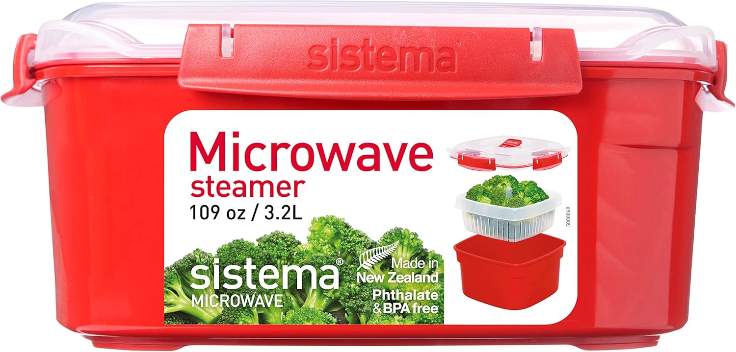 Sistema Microwave Food Steamer with Removable Steamer Basket, Ideal fo