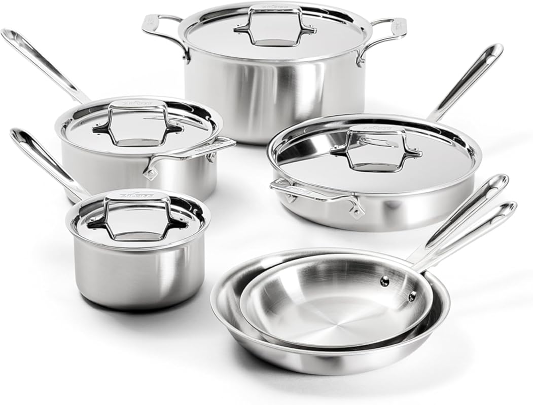 All-Clad D5 Brushed 5 Ply Stainless Steel Cookware Set 10 Piece w/ Fry