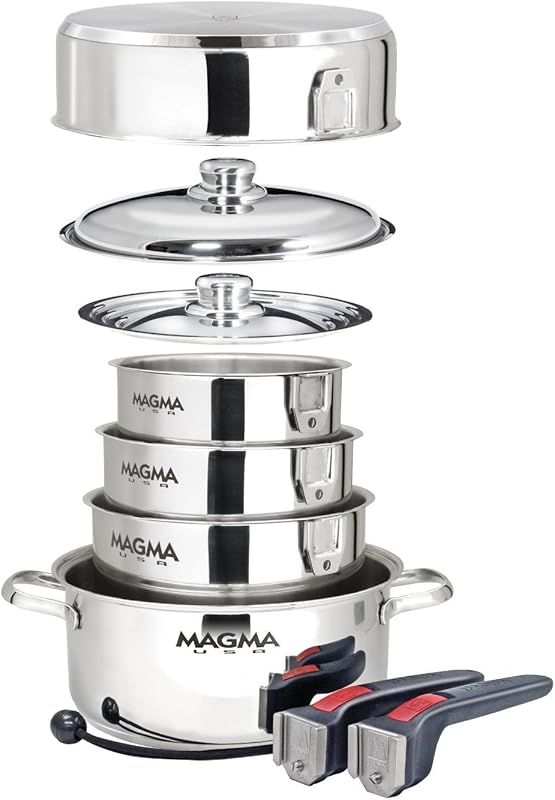 Magma 10 Piece Stackable Stainless Steel Cookware Set, Induction Compa