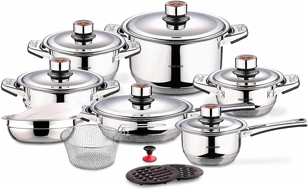 Best 18-Piece Stainless Steel Waterless Cookware Set with Pots and Pan