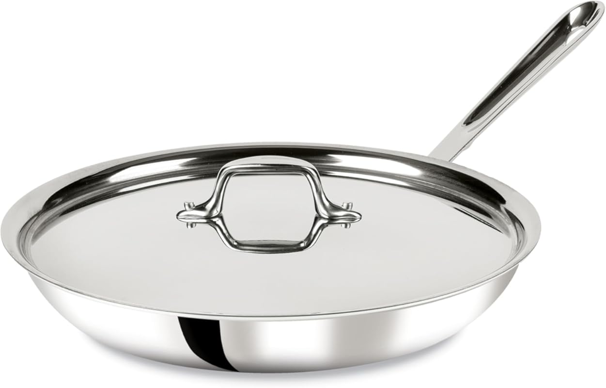 All-Clad D3 12-inch 3-Ply Stainless Steel Frying Pan with Lid for Indu