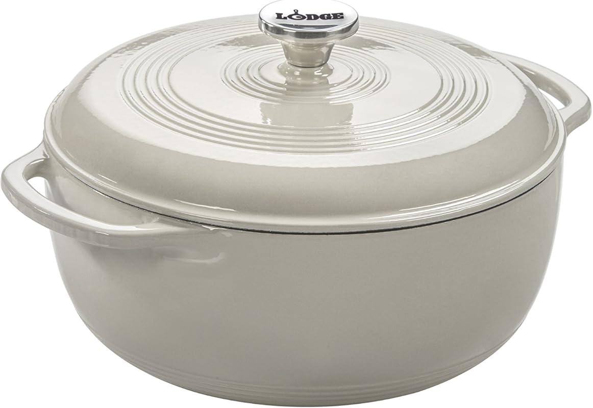 Lodge 6 Quart Enameled Cast Iron Dutch Oven with Lid, Oven Safe Cookwa