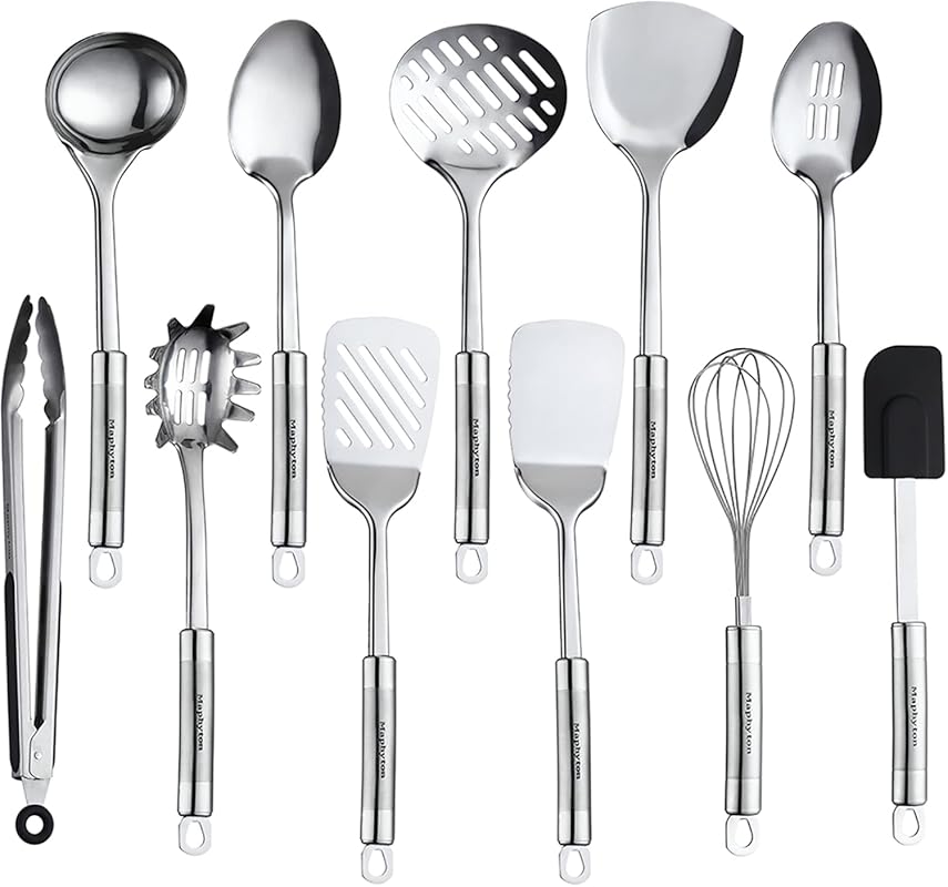 This 11-Piece Stainless Steel Kitchen Utensil Set is Ideal for Your St