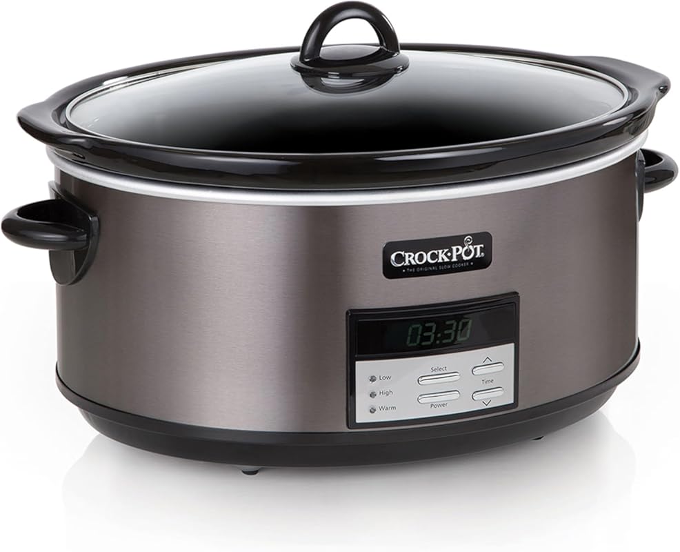 Crock-Pot 8-Quart Programmable Slow Cooker with Auto Warm Setting, Bla