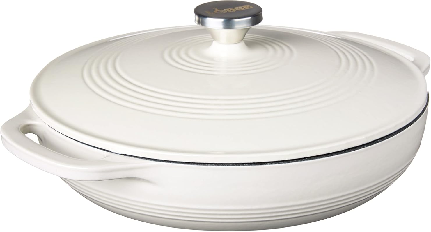 Lodge 3.6 Quart Enameled Cast Iron Oval Casserole with Lid and Dual Ha