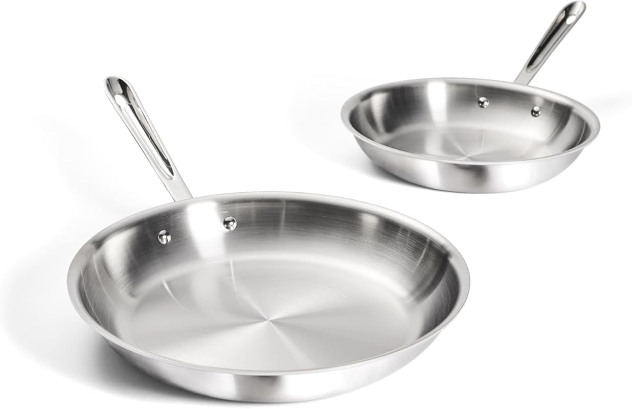 All-Clad D3 Professional 3-Ply Stainless Steel Fry Pan Set, 10 and 12-