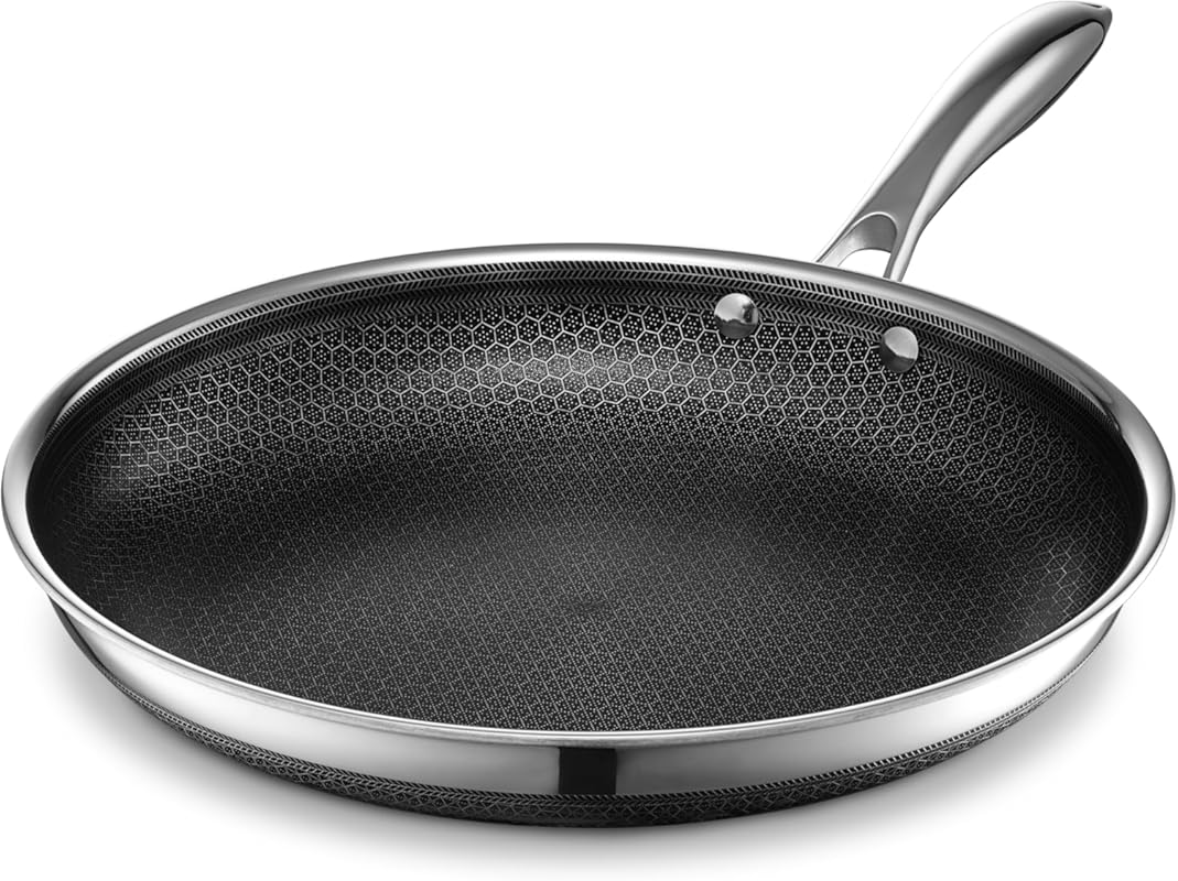 HexClad Hybrid Nonstick 12-Inch Frying Pan, 900°F Oven-Safe, Induction