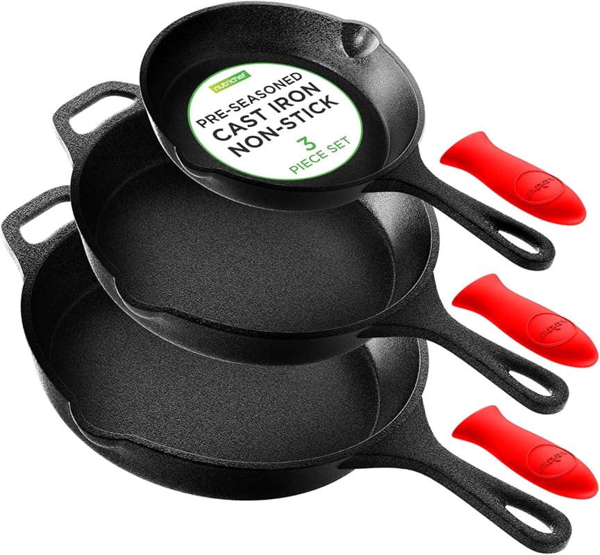Best USA Made Cast Iron Skillet Set: Pre-Seasoned Cookware with Drip S