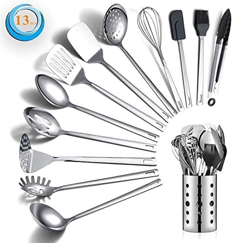 13-Piece Stainless Steel Cooking Utensils Set with Holder For Stainles