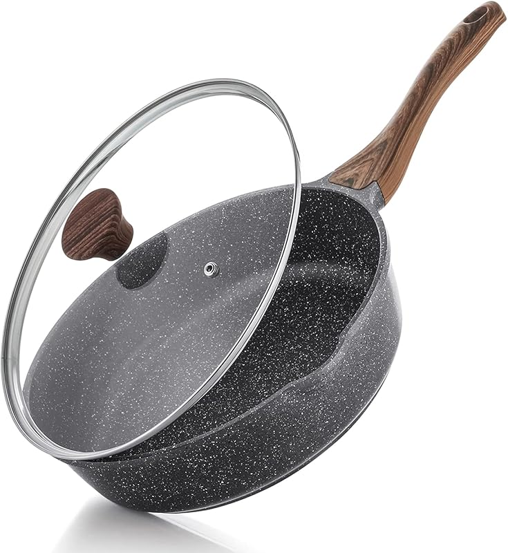 SENSARTE Nonstick Deep Frying Pan: Stone Cookware Induction Skillet wi