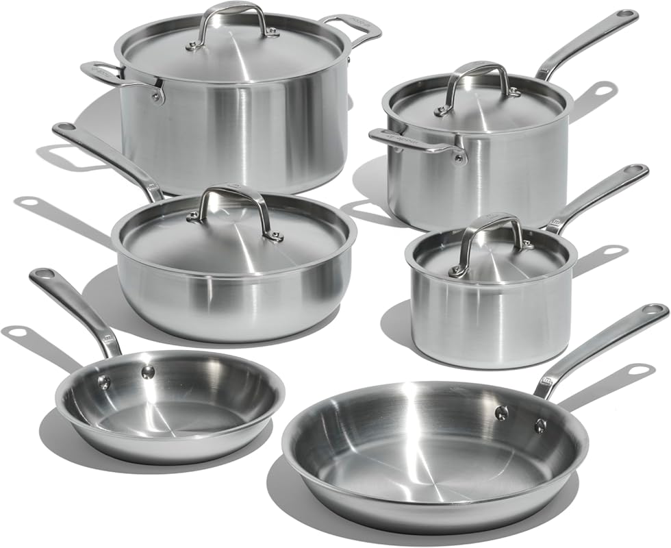 Best Made In 10-Piece Stainless Steel 5-Ply Clad Cookware Set, Made in