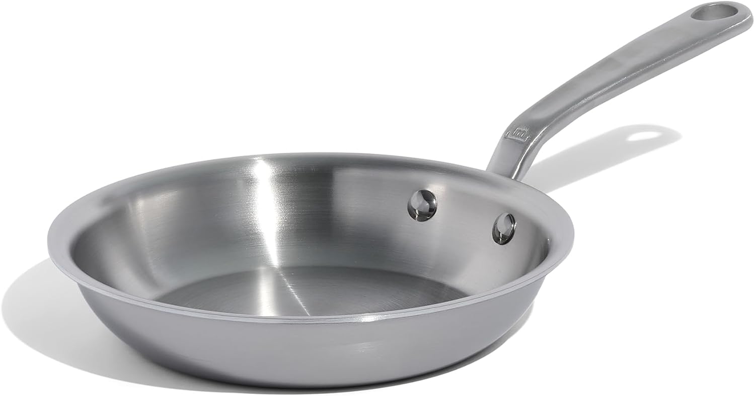Premium 8-Inch Stainless Steel Frying Pan, 5-Ply Stainless Clad, Induc