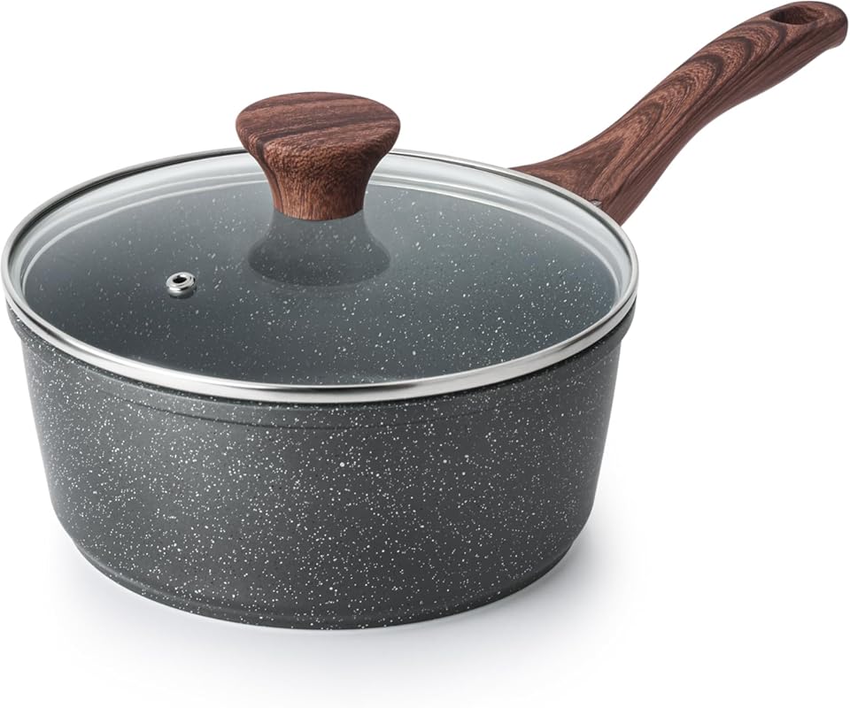 SENSARTE Nonstick 1.5-Quart Saucepan with Lid, Swiss Granite Coating, 