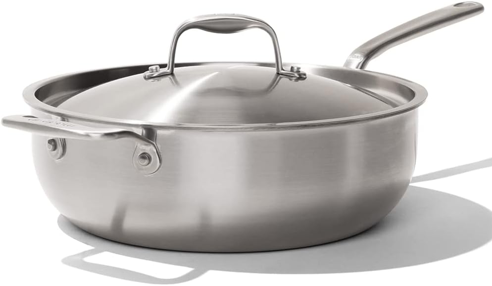 Made In Cookware 5 Quart Saucier Pan, 5-Ply Stainless Steel Clad, Indu