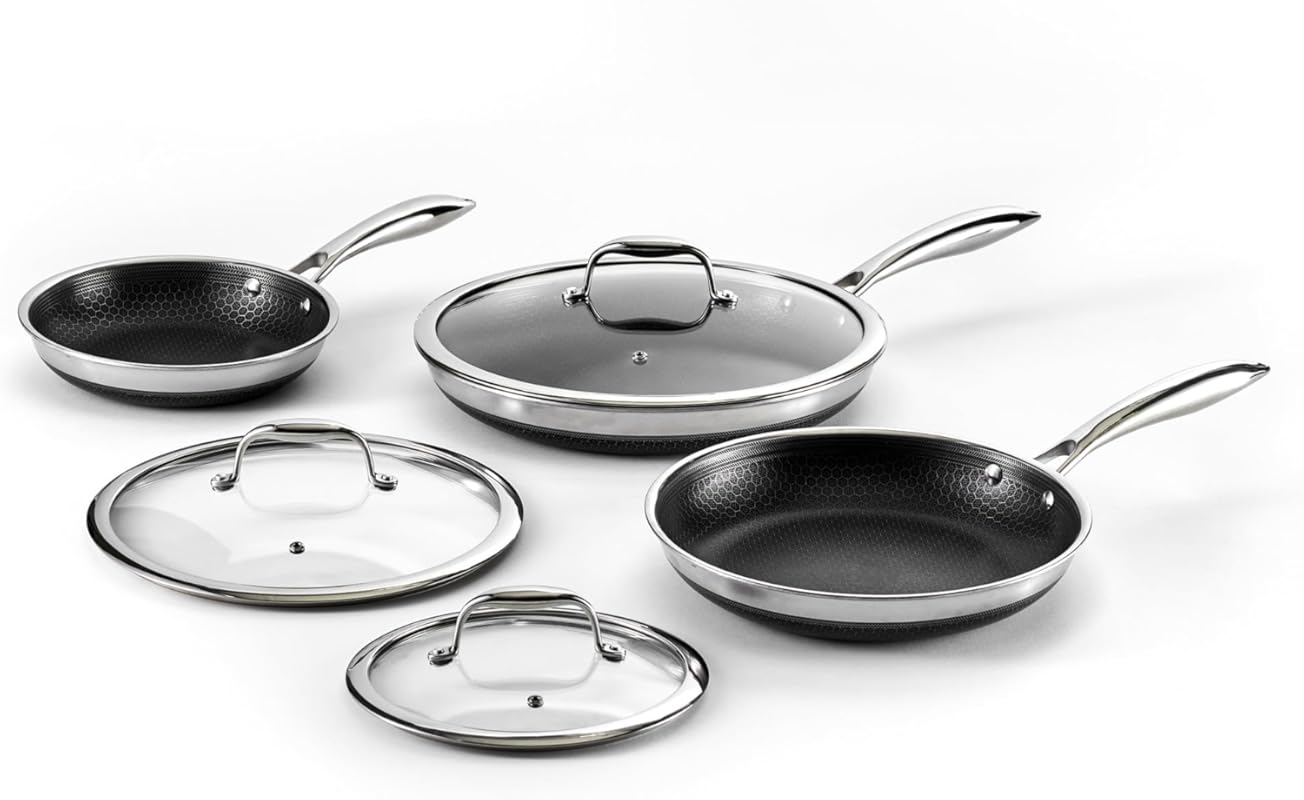 HexClad Hybrid Nonstick 6-Piece Fry Pan Set: Best Induction Cookware w