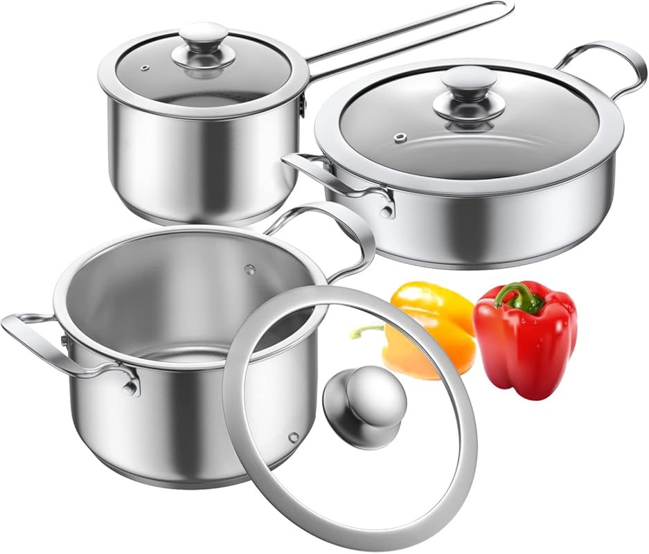Aufranc 6-Piece Nonstick Stainless Steel Cookware Set for Electric Gla