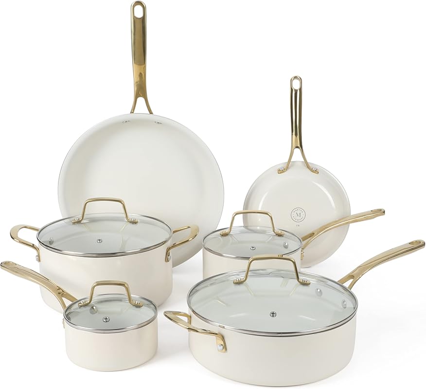 Martha Stewart Lockton 10 Piece Porcelain Enamel Aluminum Pots and Pan