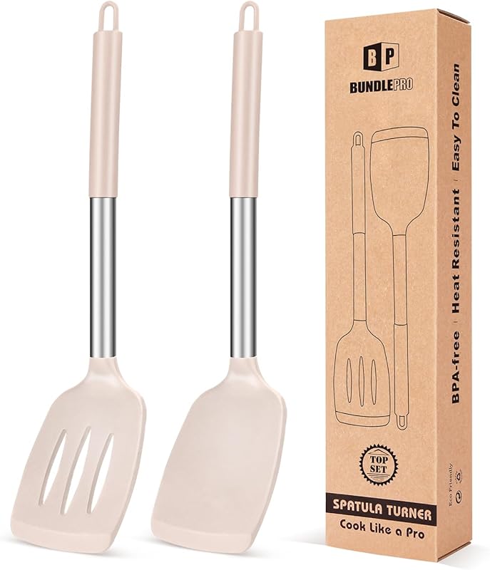High-Heat Silicone Spatula and Turner Set for Nonstick Cookware, BPA-F