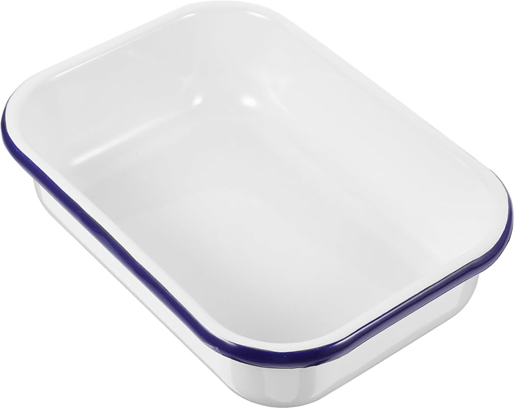 Kichvoe Enamel Baking Pan: Enamelware Roasting Pan Oblong Cake Dish En