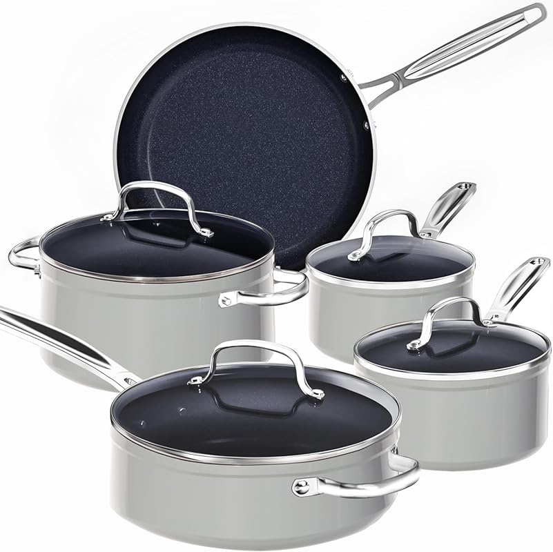 Nuwave 9pc Duralon Blue Ceramic Nonstick Cookware Set for Glass Cookto