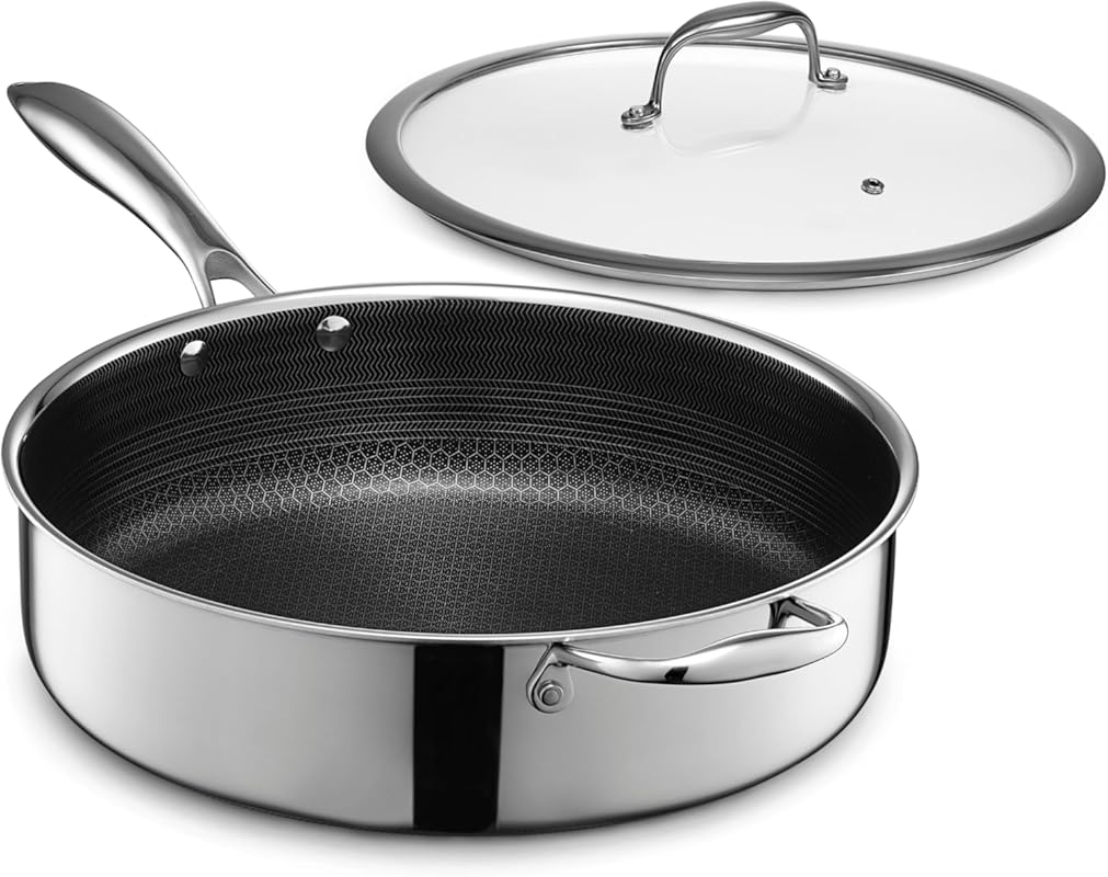 HexClad Hybrid Nonstick 5.5-Quart Sauté Pan: Oven-Safe, All Cooktops C