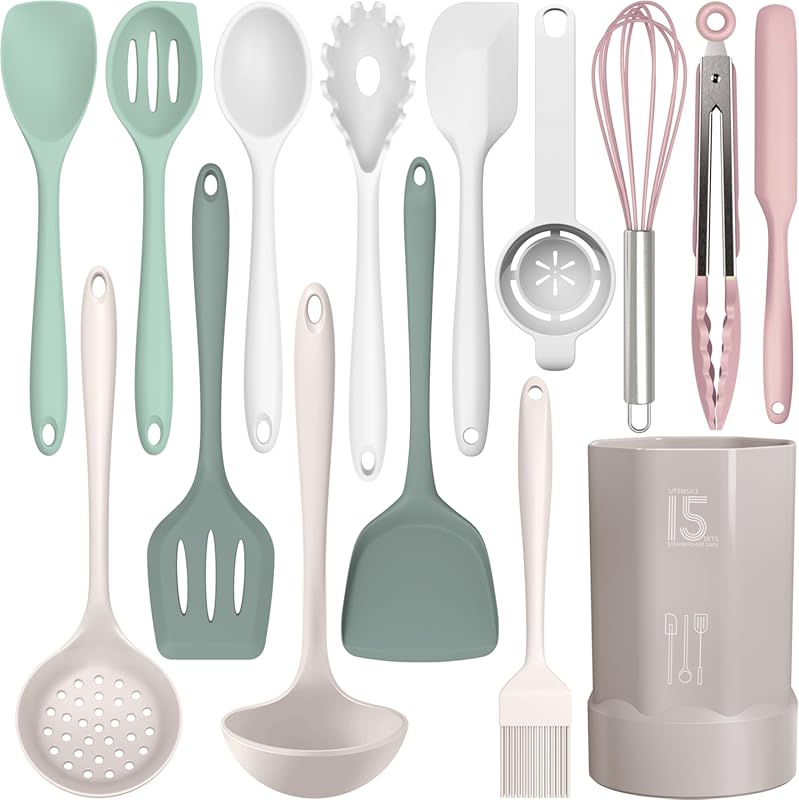 High-quality silicone cooking utensils set, perfect for nonstick cookw