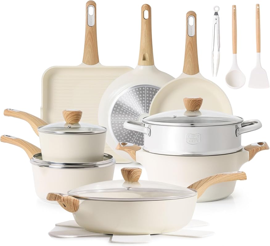 SENSARTE Ceramic Cookware Sets, Pots and Pans Set Nonstick, 20-Piece I