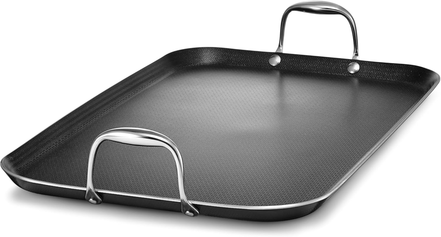 HexClad Hybrid Nonstick Double Burner Griddle, Oven-Safe, Dishwasher-S