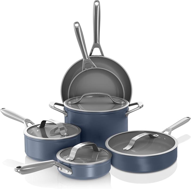 Ninja Ceramic 10-Piece Nonstick Cookware Set: Nontoxic, Induction & Ov
