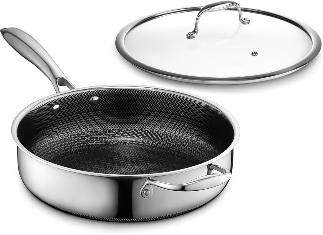HexClad Hybrid Nonstick Deep Sauté Pan: Durable Cookware, Oven and Ind