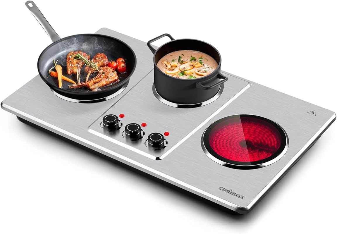 Cusimax Double Cast Iron Electric Stove Burner – Countertop Hot Plate 