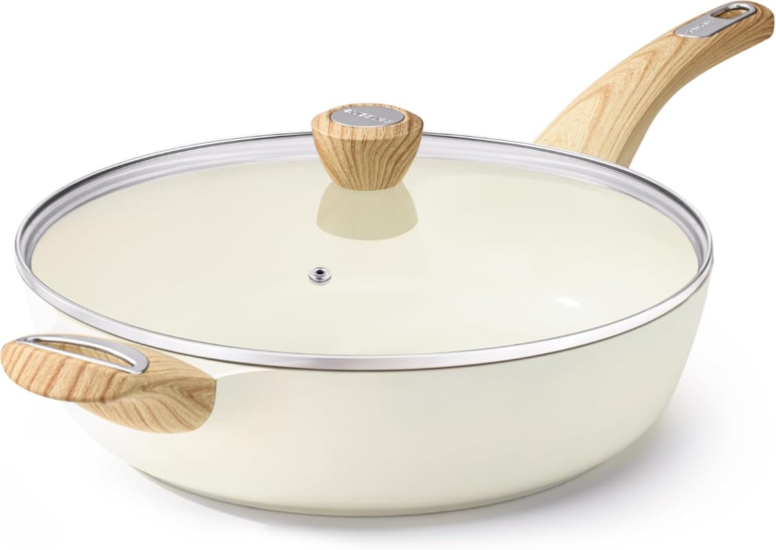 SENSARTE Ceramic Nonstick Frying Pan Skillet with Lid, 12 Inch Large D