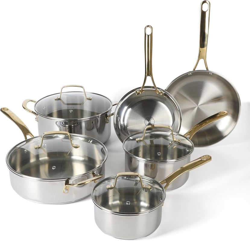 Martha Stewart Castelle 10-Piece Non-Stick Stainless Steel Induction C