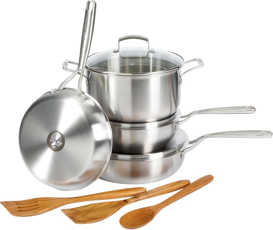 Babish 10 Piece Tri-Ply Non-Toxic Dishwasher Safe Pots and Pans Cookwa