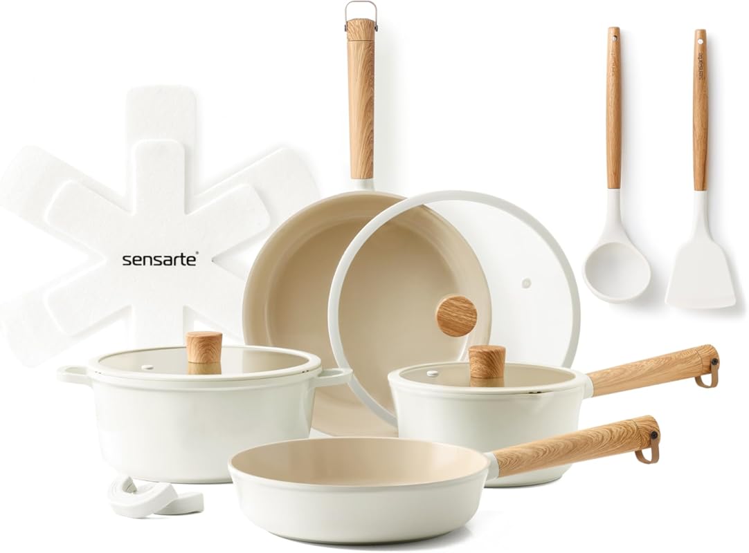 SENSARTE Ceramic Nonstick Cookware Set, Non-toxic Healthy Pots and Pan