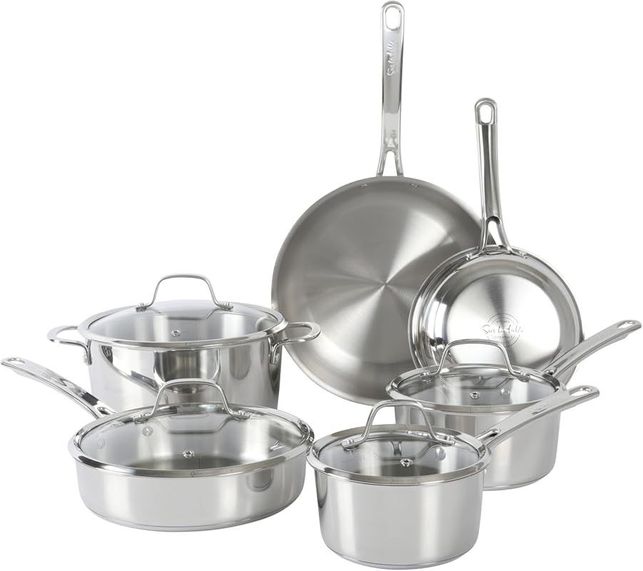 Best Sur La Table 10 Piece Stainless Steel Cookware Set, Dishwasher an