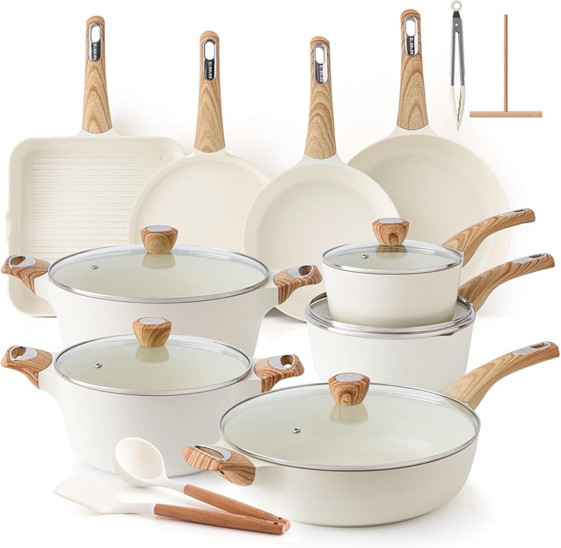 SENSARTE Ceramic Cookware Sets, Pots and Pans Set Non stick, Non toxic