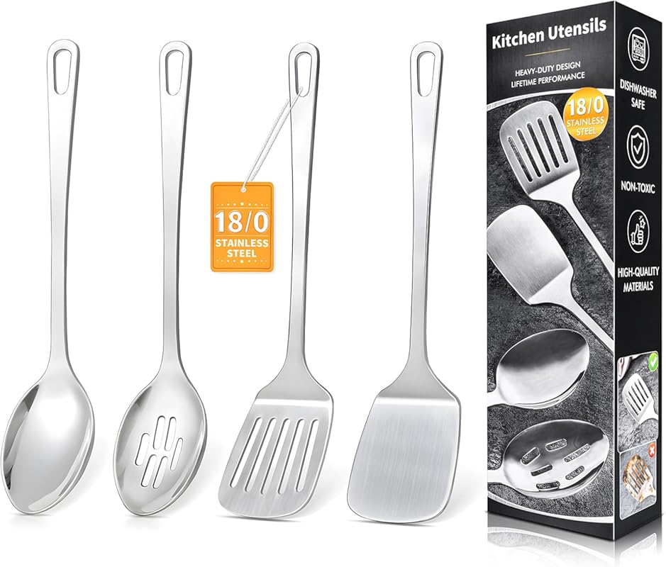 Heat Resistant Stainless Steel Utensils Set for Stainless Steel Cookwa