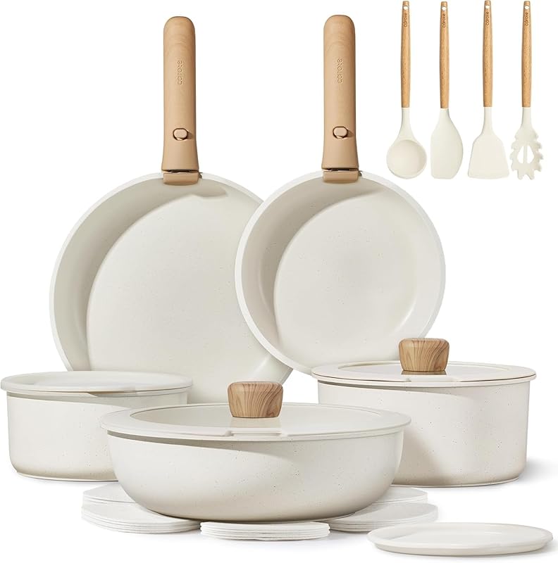 CAROTE Non-Stick Cookware Set: Detachable Handle Pots and Pans for Ind