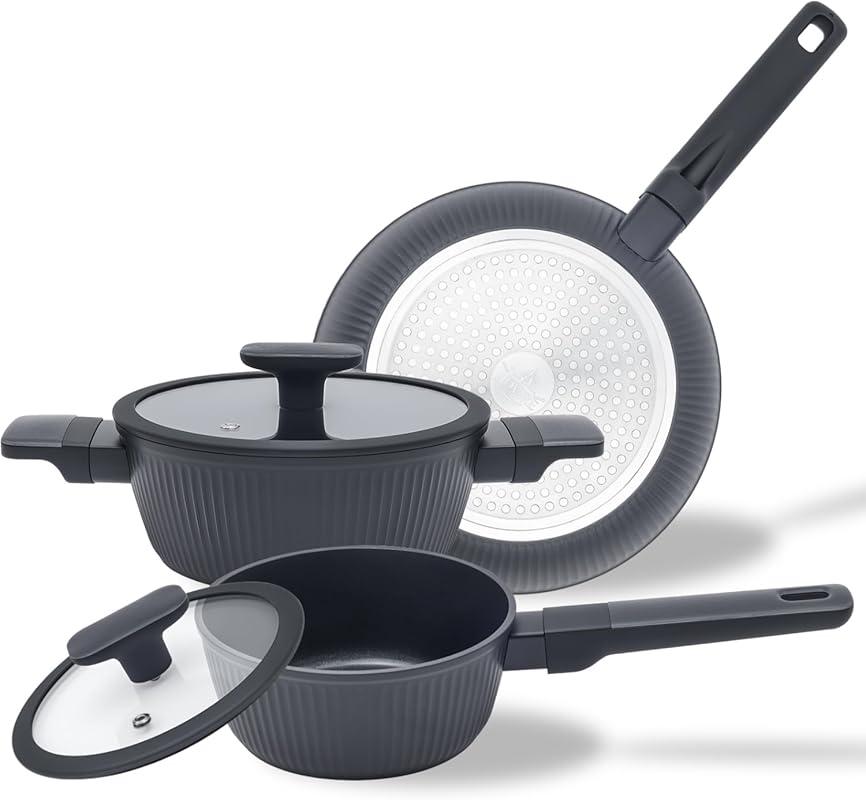 Nonstick Cookware Set Non Toxic, 5-Piece Pots and Pans Set, PFOA/PTFE 