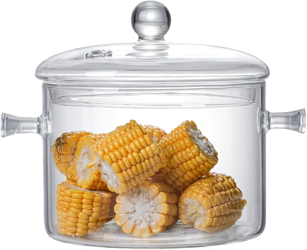 Borosilicate Glass Saucepan with Cover, 1.9L Cookware for Glass Stovet