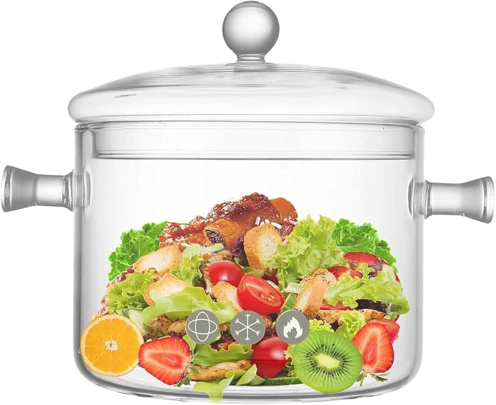 1.7L Glass Saucepan with Lid, a Transparent Cooking Pot for Glass Stov