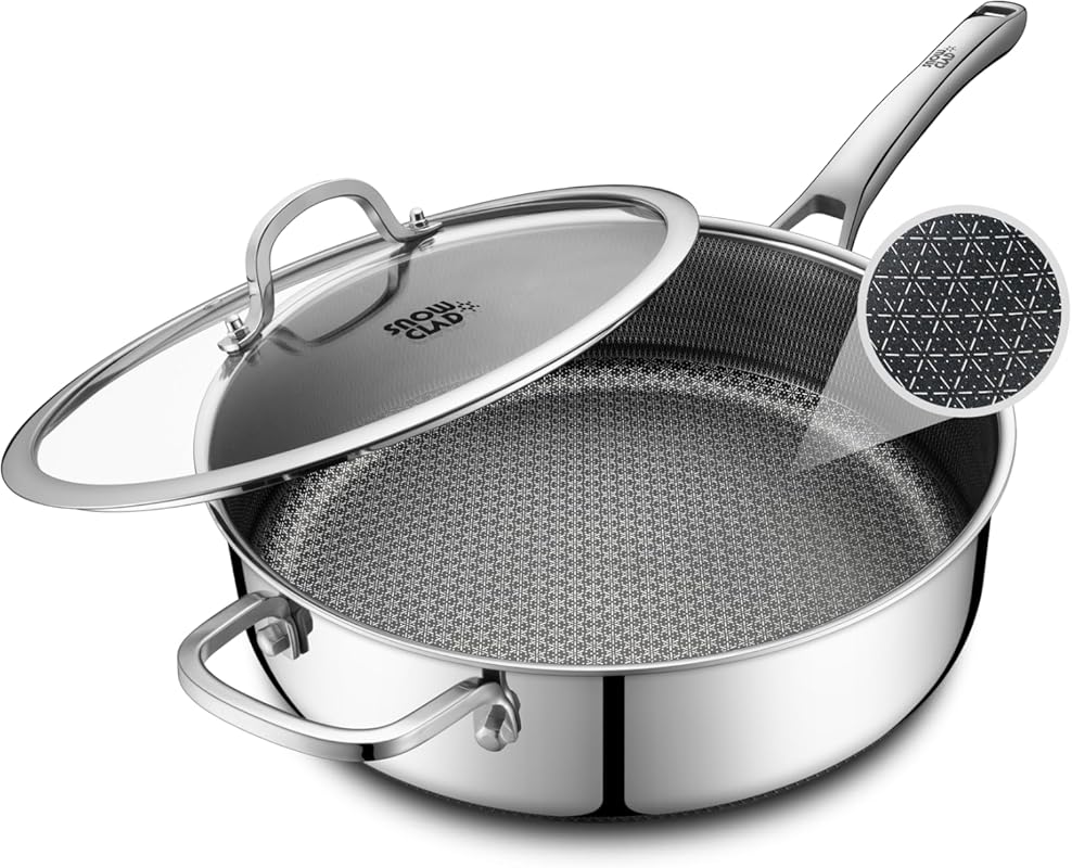 PFOA-Free 12-inch Deep Nonstick Saute Pan with Lid, 5 Quart Stainless 
