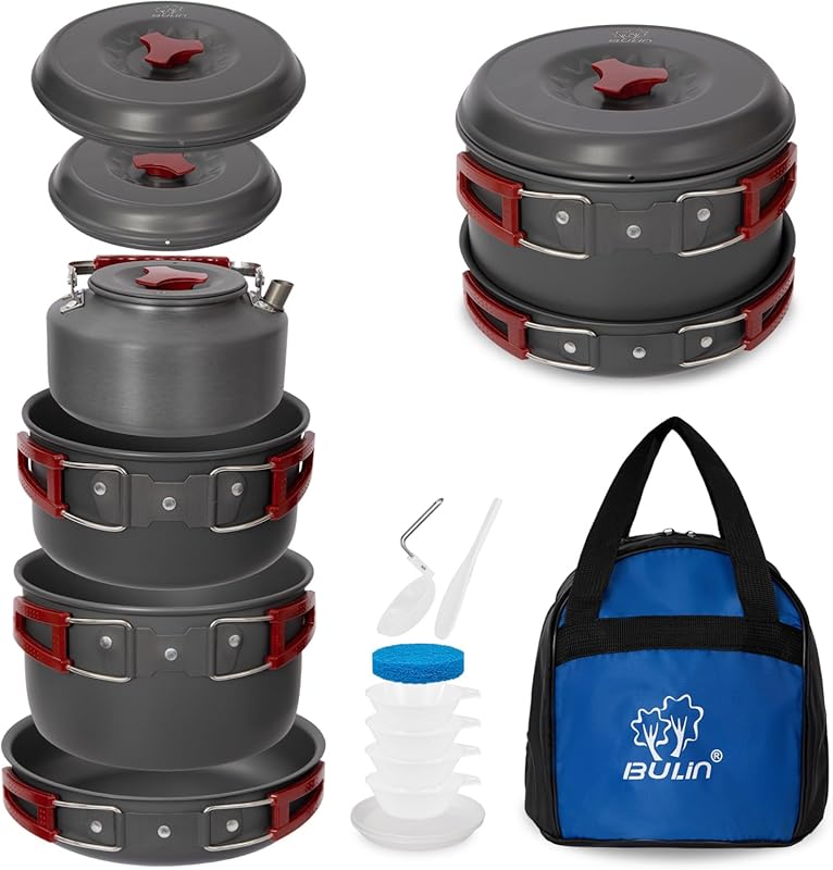 Bulin Lightweight Backpacking Camping Cookware Set for Outdoor Family 