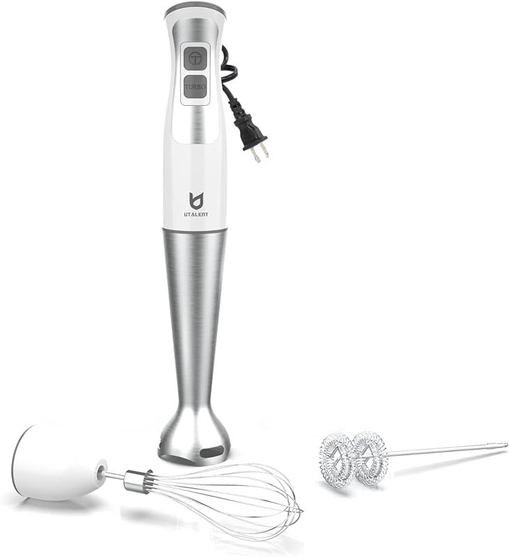 UTALENT Immersion Hand Blender: 8-Speed Stick Blender with Milk Frothe