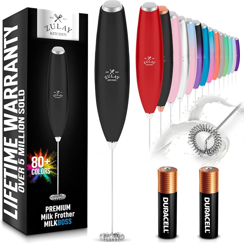 Zulay Kitchen Handheld Electric Milk Frother: Ideal Foam Maker for Col