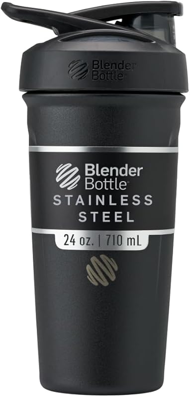 BlenderBottle Strada Insulated Stainless Steel Shaker with Whisk, 24oz