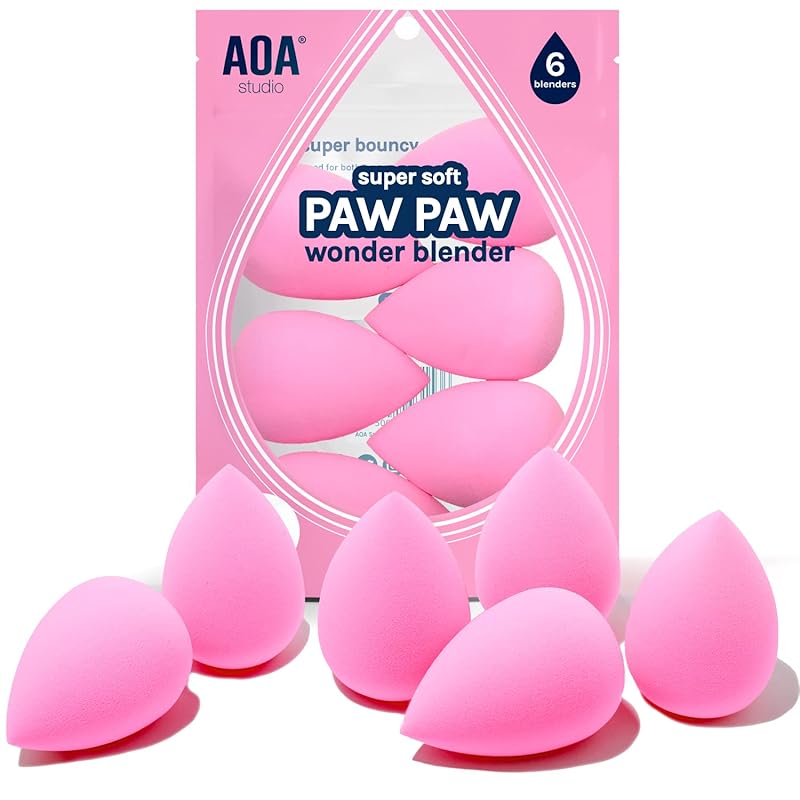 AOA Studio Latex-Free Makeup Sponge Set: 6 Super-Soft Blenders for Flawless