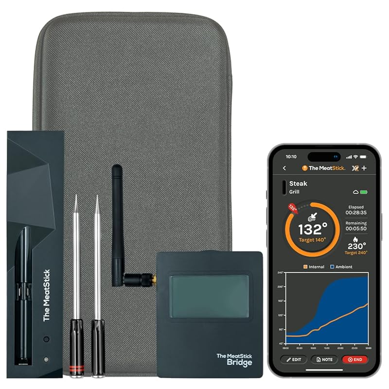 MeatStick WiFi Bridge Smart Wireless Meat Thermometer with 2 Probes fo