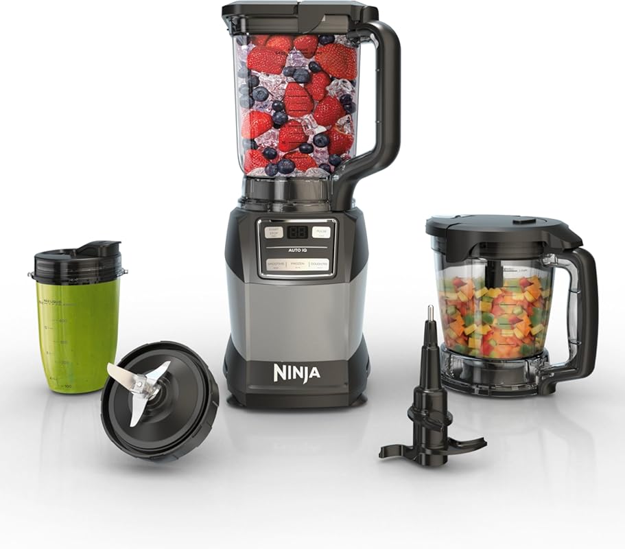 Ninja 1200W Compact Kitchen System Blender: Auto-IQ, 72oz Pitcher. Gre